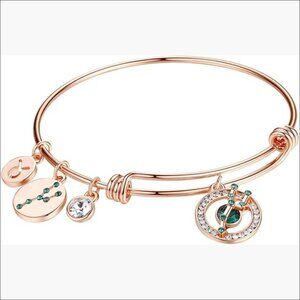 Rose Gold Plated Expandable Bangle Bracelet with Premium Crystals